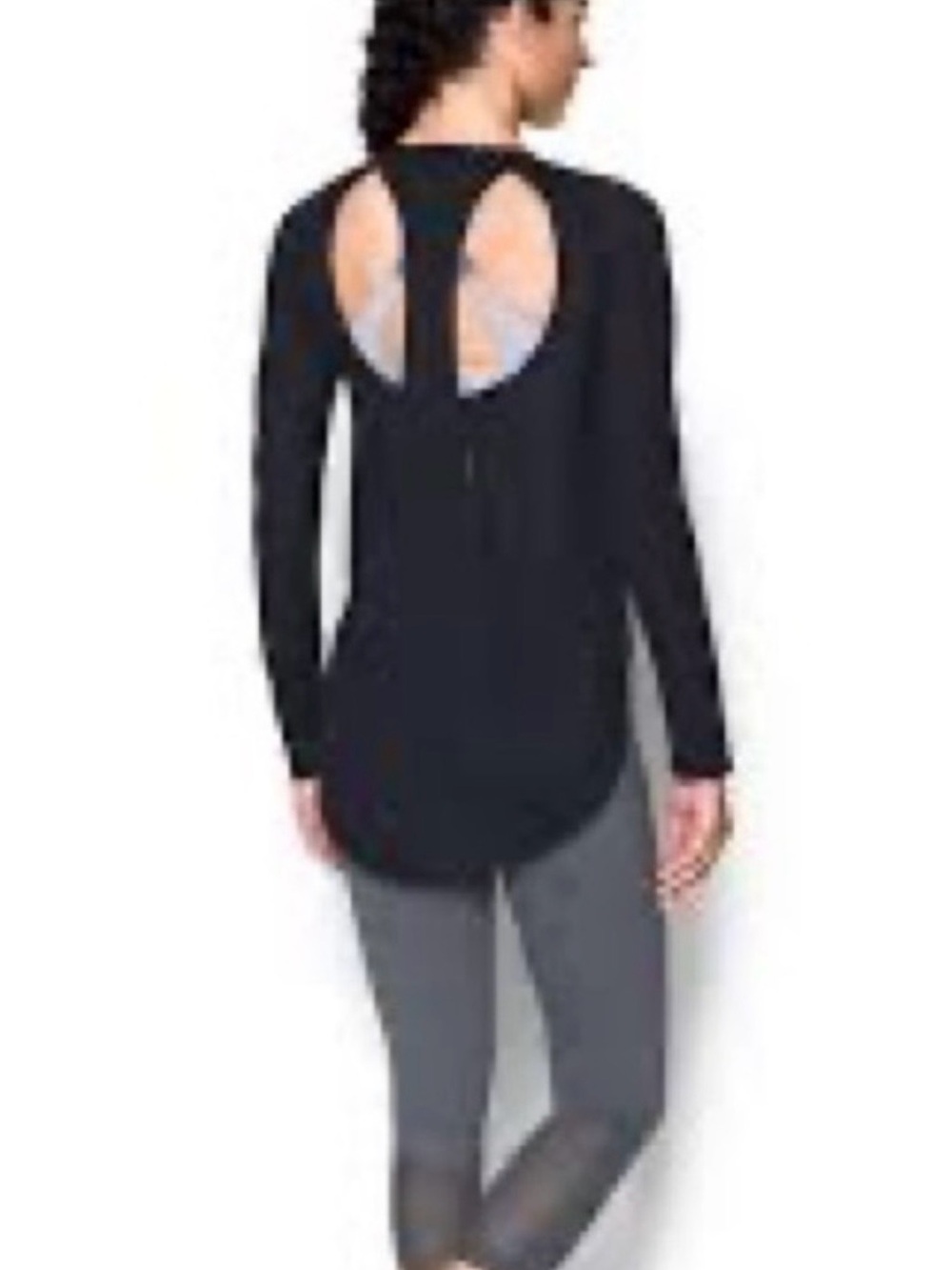 Under Armour Heat Gear Fitted Long-Sleeve Black Open-Back Women's Top size M